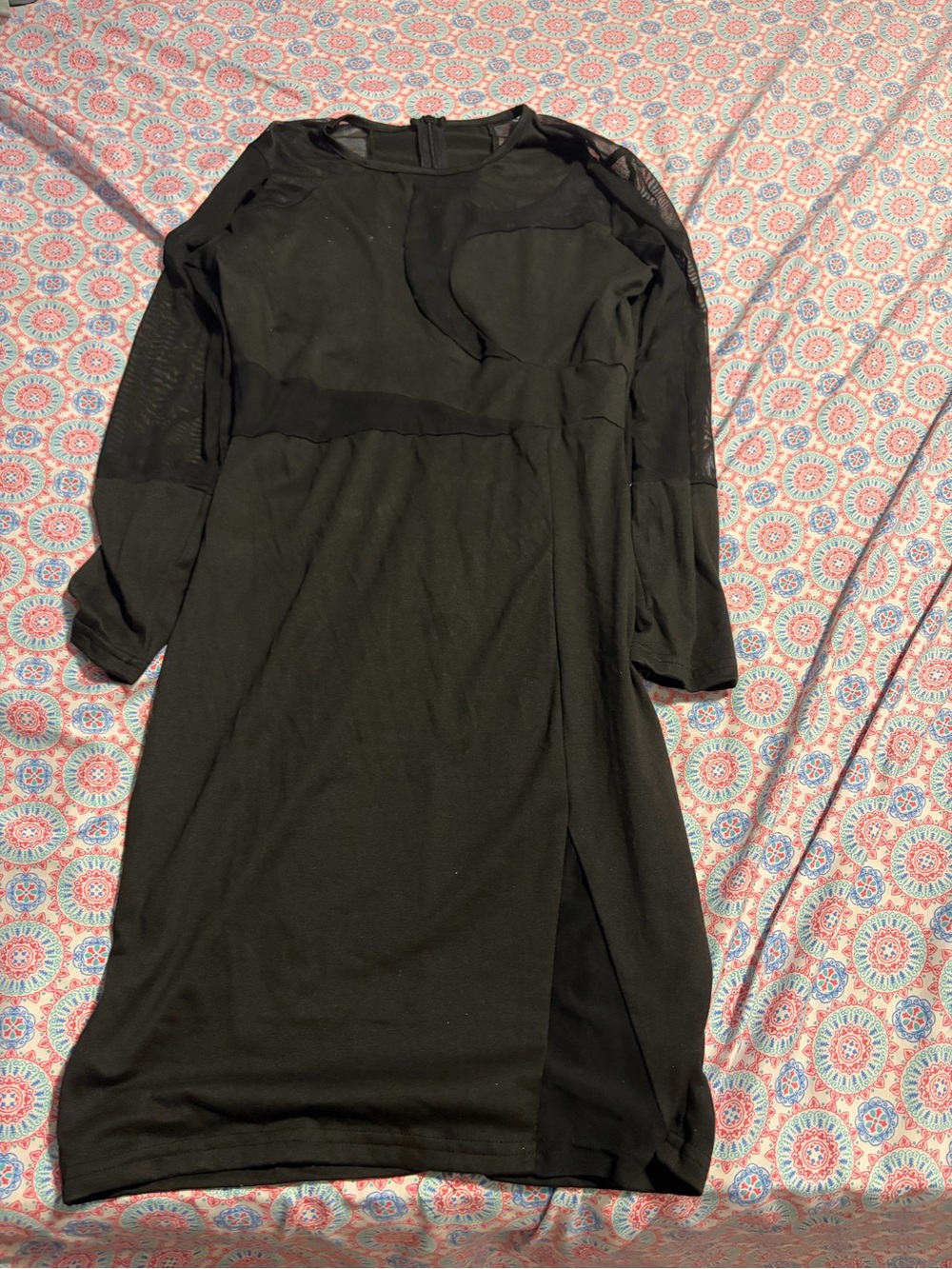 Black Sheer-Panel Midi Dress - Women
